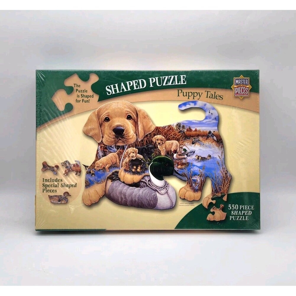 Master Pieces Puppy Tales Jigsaw Puzzle 550 Piece Dog Shaped Labrador Duck New